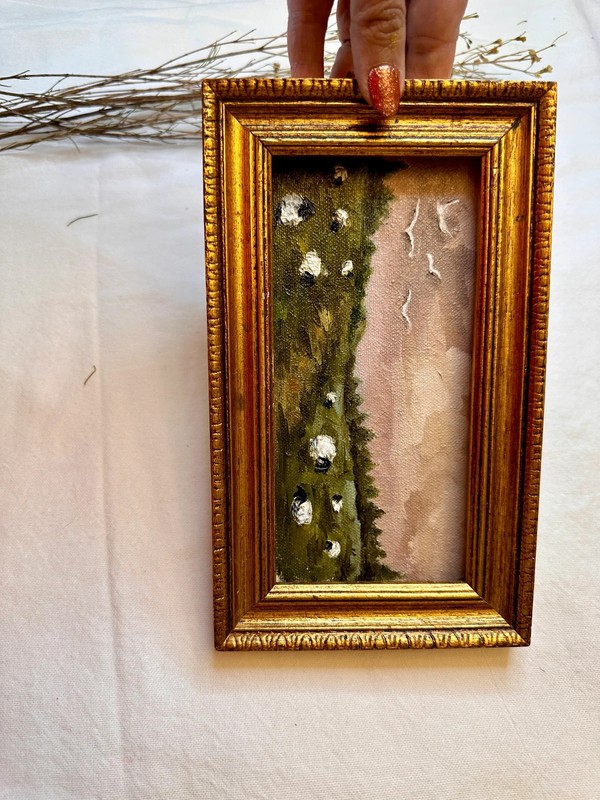 Miniature Sheep Oil Painting: Vintage Farmhouse Framed Artwork gallery
