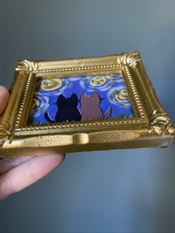 PRINT Van Gogh Cats Night Cute,funny, Painting,framed,miniature,small,mini gallery