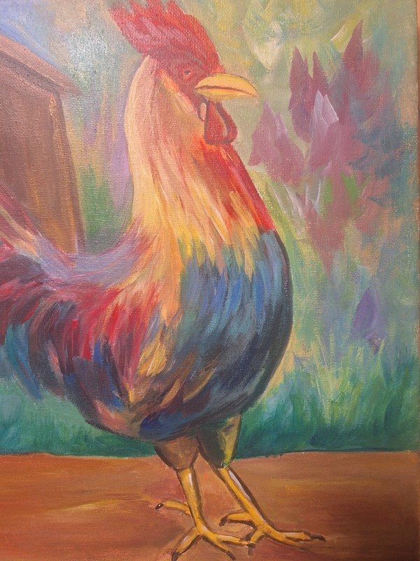 Expressionist Rooster Engery 12x12 Canvas gallery