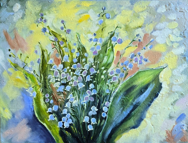 Lily of the Valley Flowers Oil Painting 40×30 cm Original Painting on Canvas