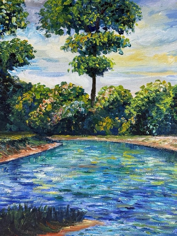 Claude Monet (Handmade) Oil On Canvas Painting signed and stamped gallery