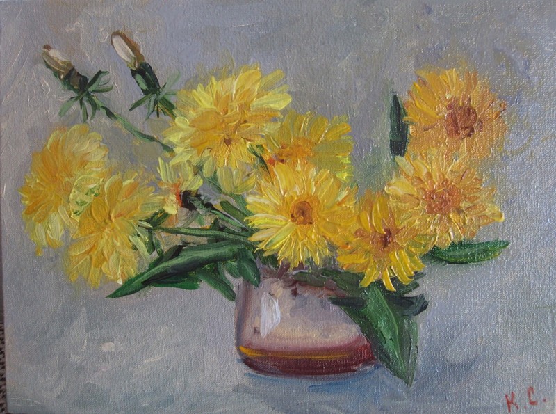 dandelions original oil painting, dandelions in vase wall art, flowers paintings