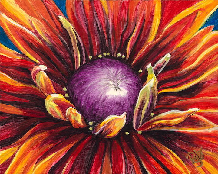 Original Acrylic -Orange Flower Center