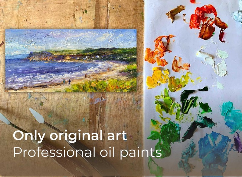 Coast Beach Seascape Oil Painting Ocean shore Impressionist Artwork original gallery