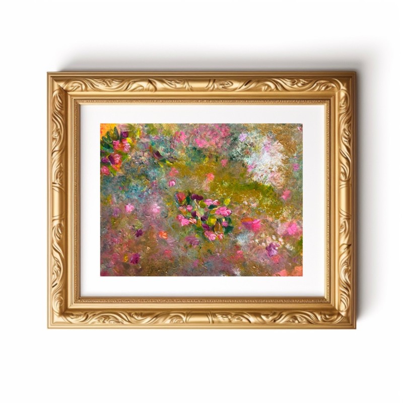 Painting Floral Abstract Original Acrylic Matted 11×14 Modern Art Jimarieart