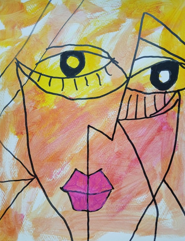 Abstract/ Expressionism 11×14 Big Eyes Handmade Signed Modern Art Painting