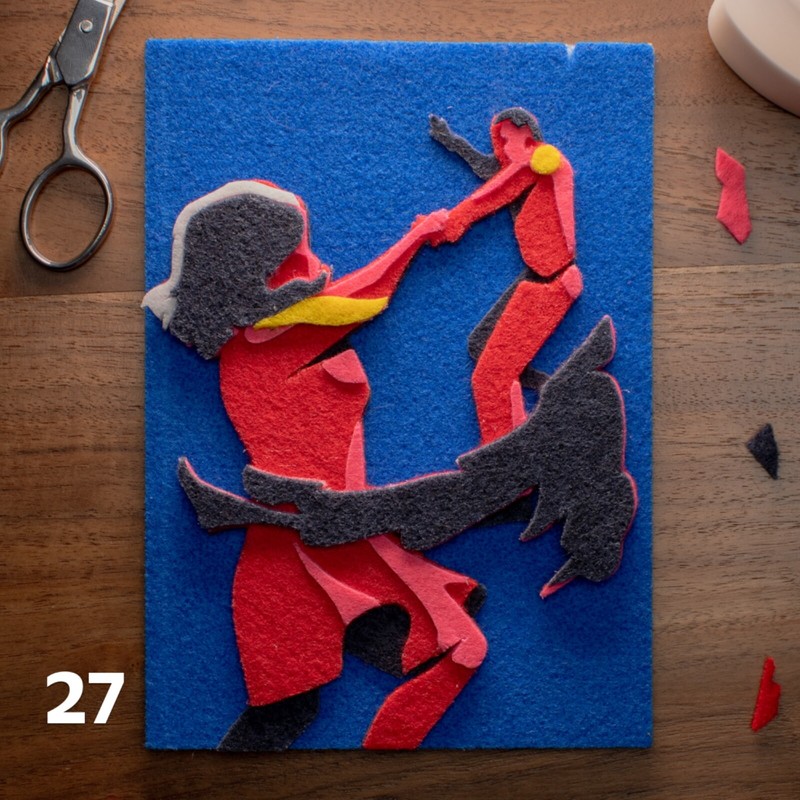 Original Felt Artwork 27/90, Animation Frame, 5x7 inches, 100% profit to Charity