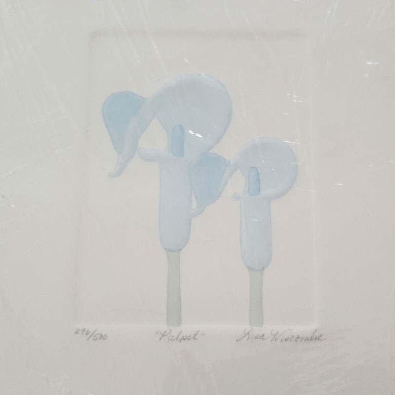 NEW Embossed Watercolor Paintings, Brian & Lisa Wiscombe, c. 1980s, Blue Floral