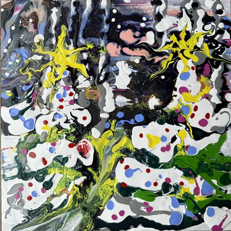 Christmas Snow By MBollen Original Fluid Acrylic Modern Art Deep Canvas Trees