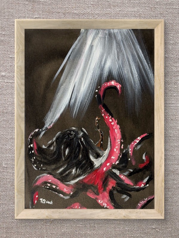 Original Deep Sea Octopus Painting Marine Life Ocean Creature 11x14 Canvas Art gallery