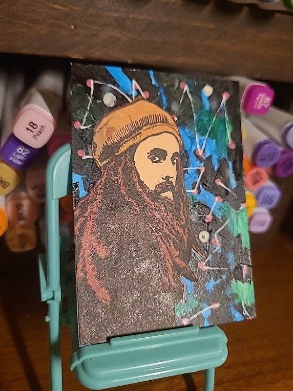 Original Painting ACEO Card Dreadlocks Isreal Abstract Background Raggae Music I gallery