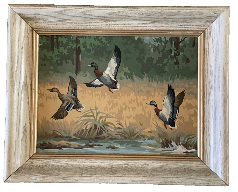 VTG Oil Paint By Number Mallard Ducks «In the marsh» 16X12 Framed Craft Master