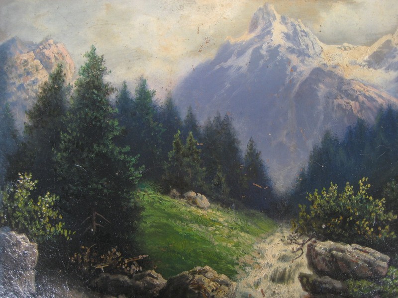 Oil painting mountain landscape with torrent signed: Georg Hoffmann sen from collection gallery