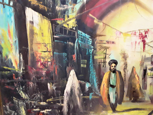 Mid Century Modern Original Middle Eastern Arabic Impressionist Oil Painting gallery