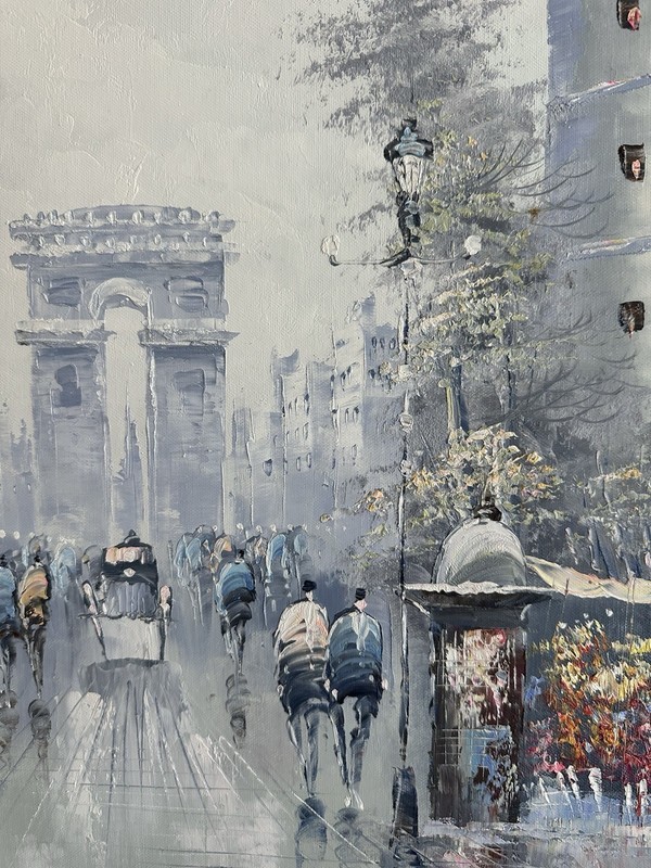 Original Parisian Oil On Canvas Impressionist Victorian Style Signed French 25" gallery