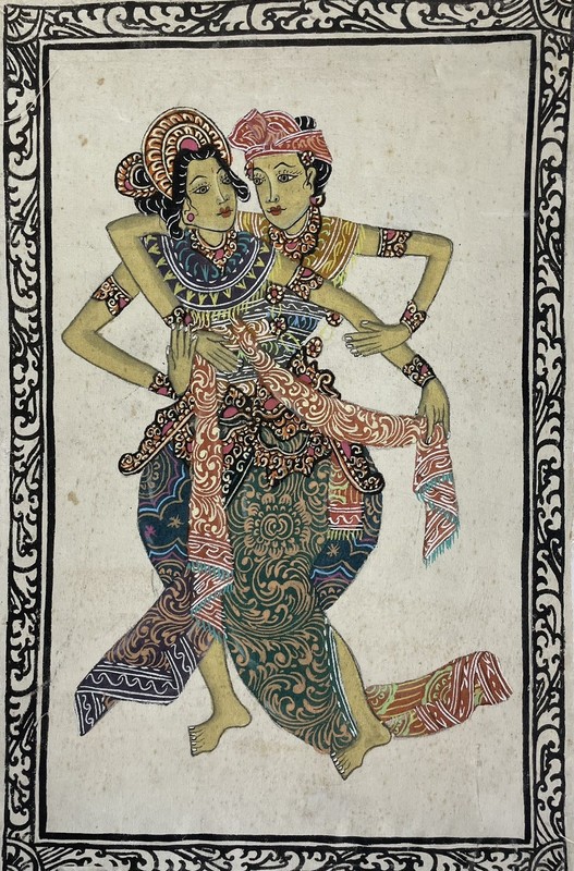 Vintage Batuan Balinese Hindu Female Women Dancers PAINTING on Cloth