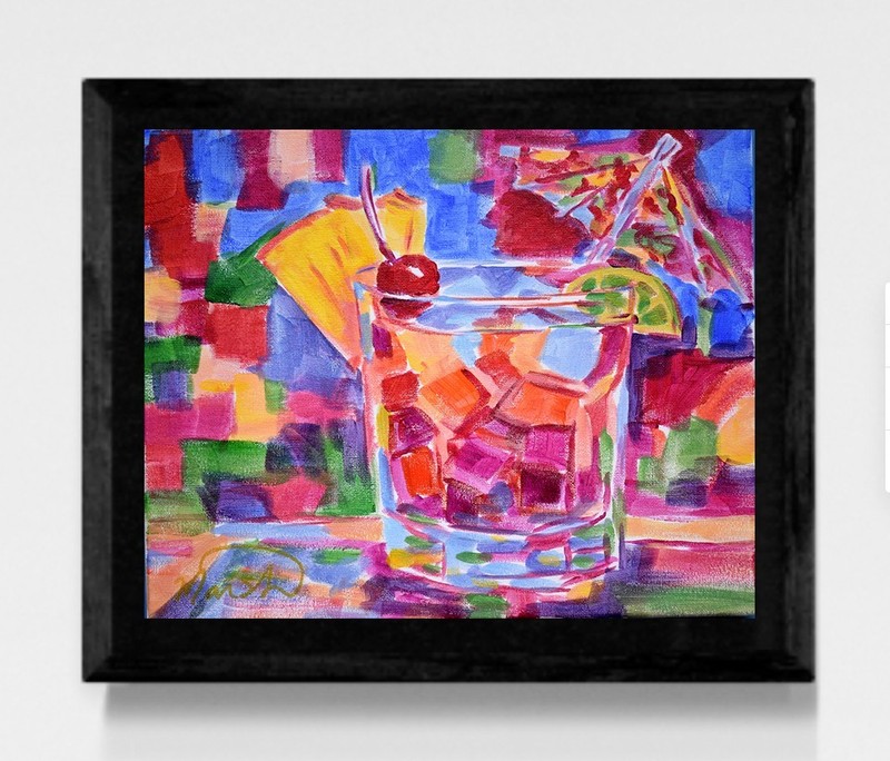 Original 11×14 Expressionism Art Tropical Abstract Acrylic Canvas Signed Decor