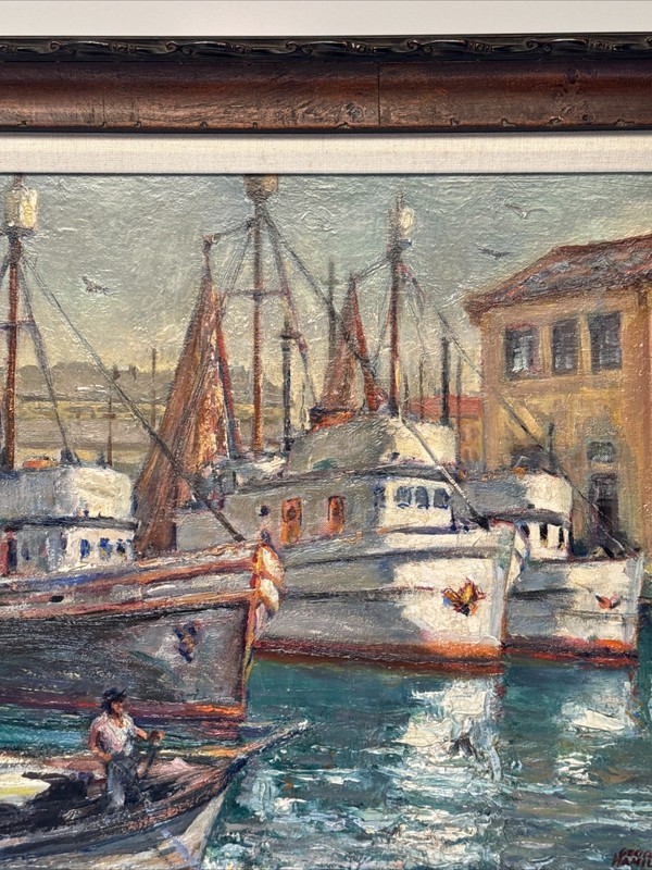 Antique Impressionist Painting Landscape George Hamilton Coastal Nautical Wpa gallery