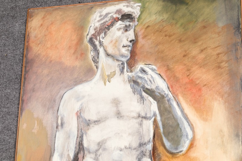Fredrick S Wight 'You Remember David' Circa 1985, oil on canvas , HUGE PAINTING gallery