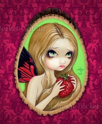 Jasmine Becket-Griffith ORIGINAL PAINTING - Strawberry Picker ORIGINAL FAIRY ART