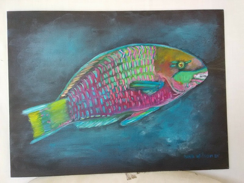 Parrotfish Sea Life Original Hand Painting 11X14 Canvas Wall Art Artwork Decor gallery
