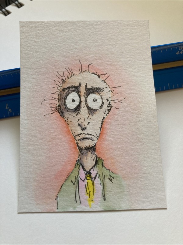ACEO Original Watercolor Painting Abstract Man ATC Artist Trading Card OOAK gallery