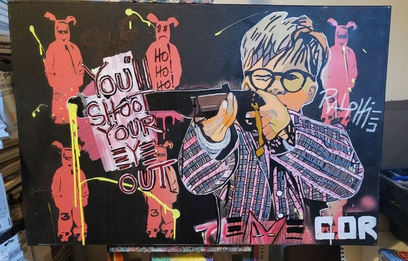 CORBELLIC MOVIE ART 24X36 CHRISTMAS STORY LARGE PAINTING EXPRESSIONISM ORIGINAL gallery