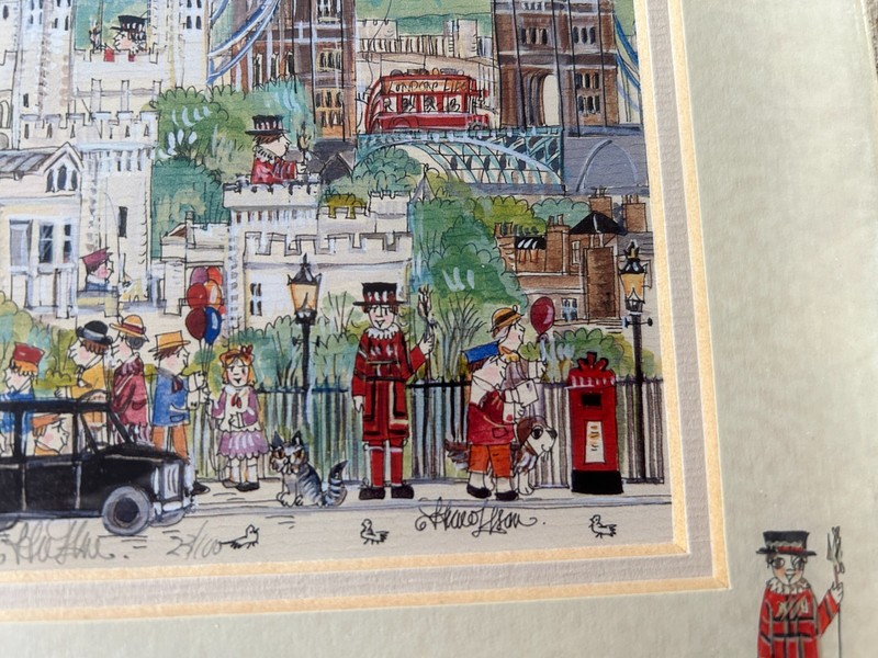 Diane Elson Watercolour - British Symbolic Places - Framed - signed & numbered gallery