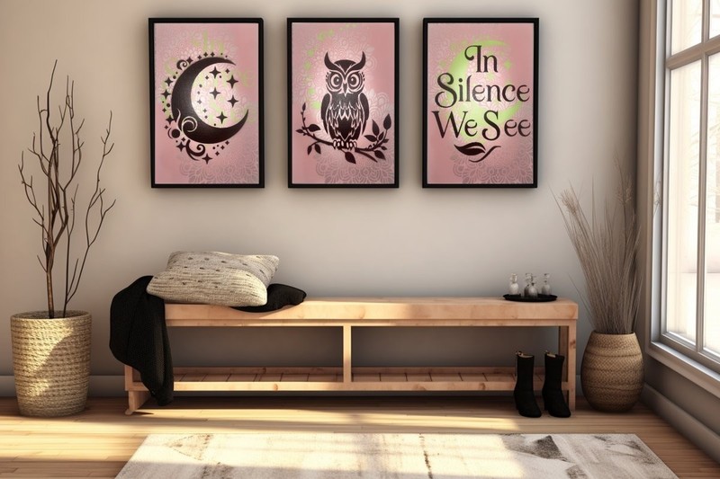 Original Boho Owl & Moon Painting – Mystical Quote Canvas Wall Art 12x16 gallery