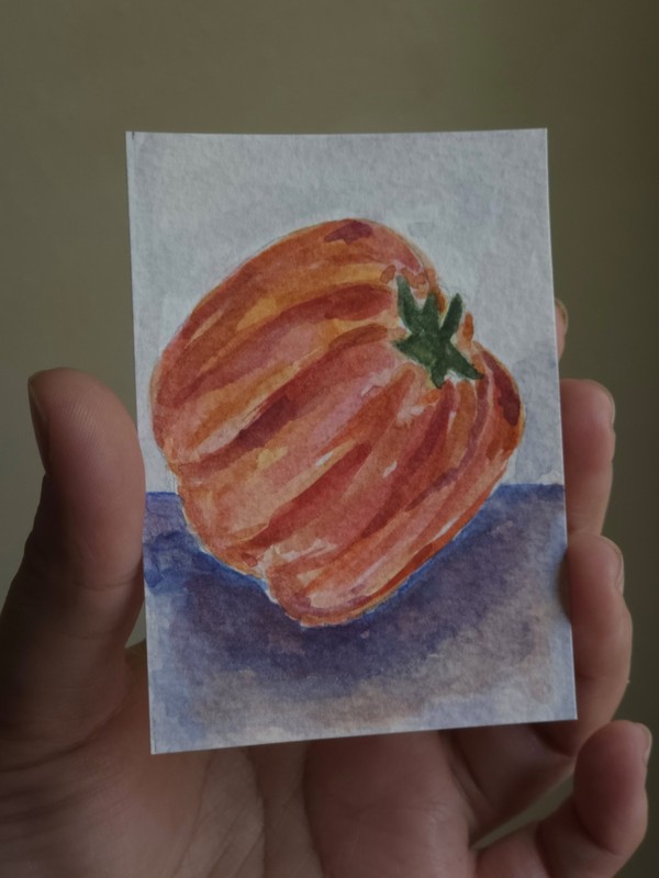 ACEO original Food Art Bell Pepper Still Life Watercolor 2.5″3.5″ SRA OOAK