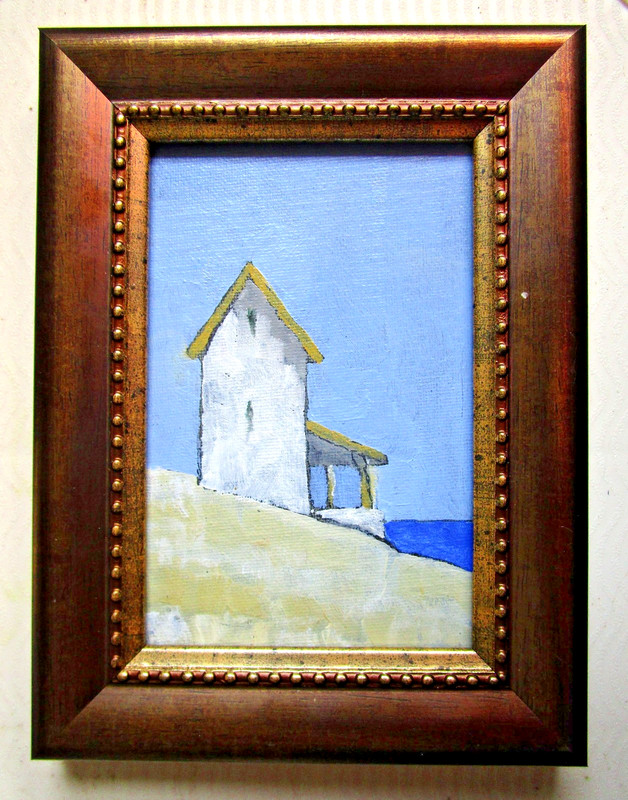 Framed NORTH PACIFIC COTTAGE Coastal California Landscape Art Lynne French 4×6