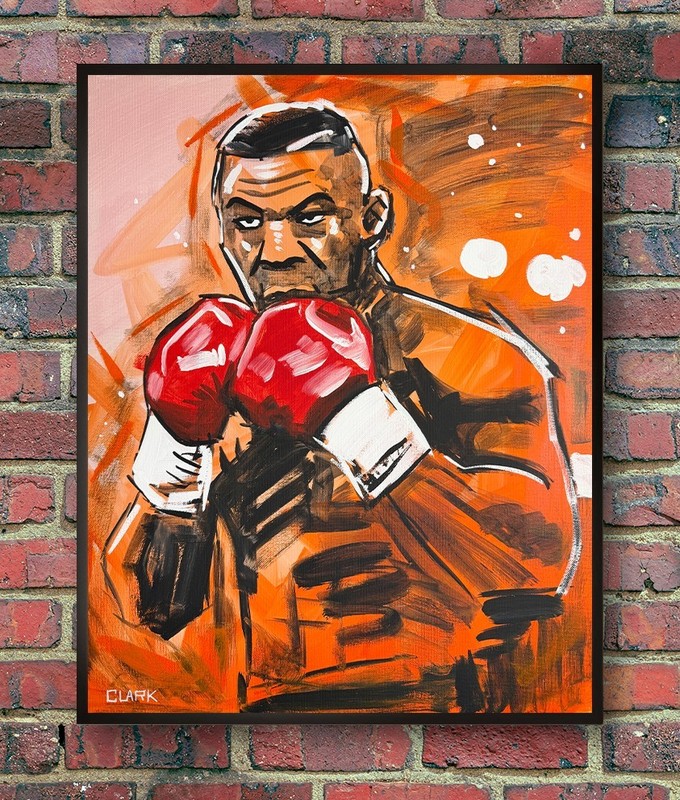 Striking Mike Tyson Pop Art Acrylic Painting - 20x16" Stretched Canvas