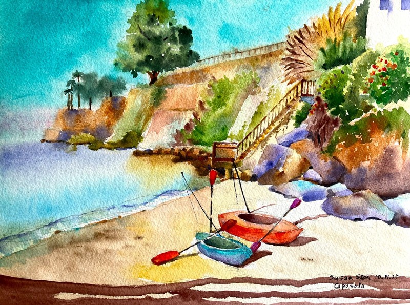 Original Painting in Watercolor «Capitola morning» 16″x 12″ NOT A PRINT