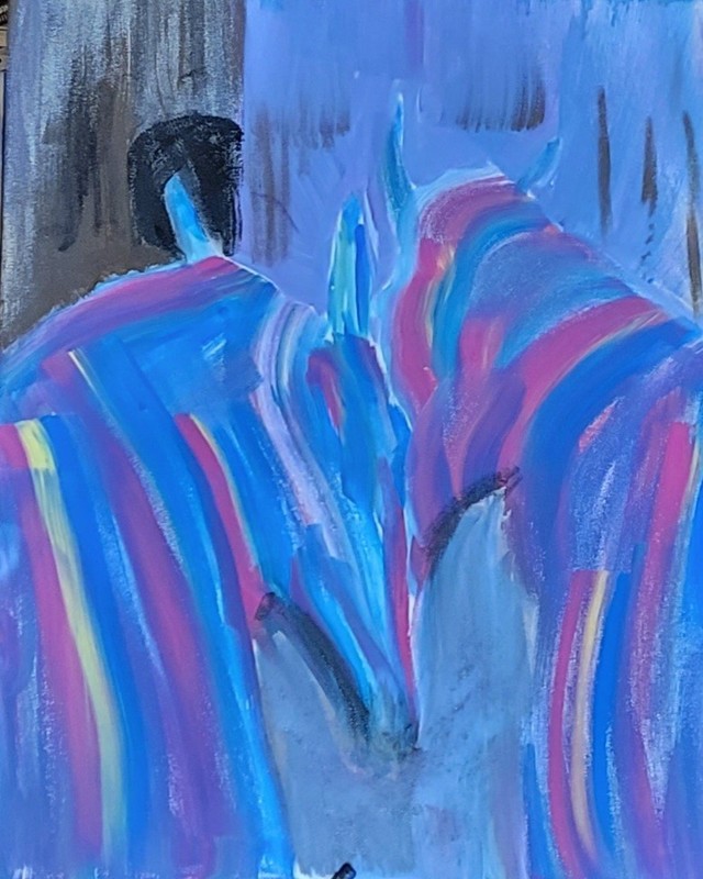 Stallions in Love Expressive Acrylic Painting 16x20 Romantic Modern Art gallery