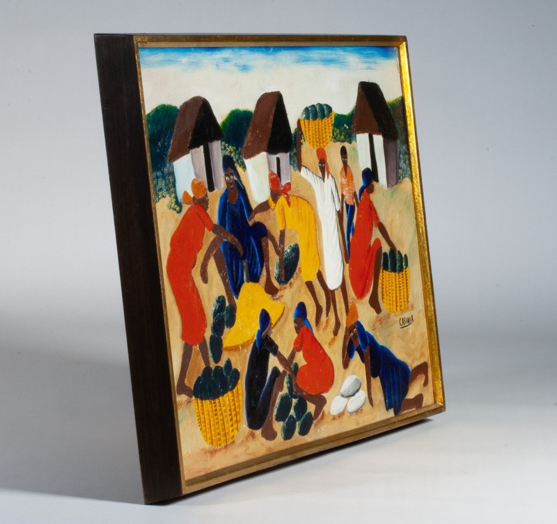 Haitian Folk Art Oil Painting by Laurent Casimir (1928-1990) Circa 1950's gallery