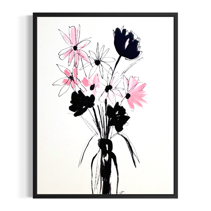 Original Abstract 11×14 Botanical Painting Acrylic Canvas Wall Art Home Decor