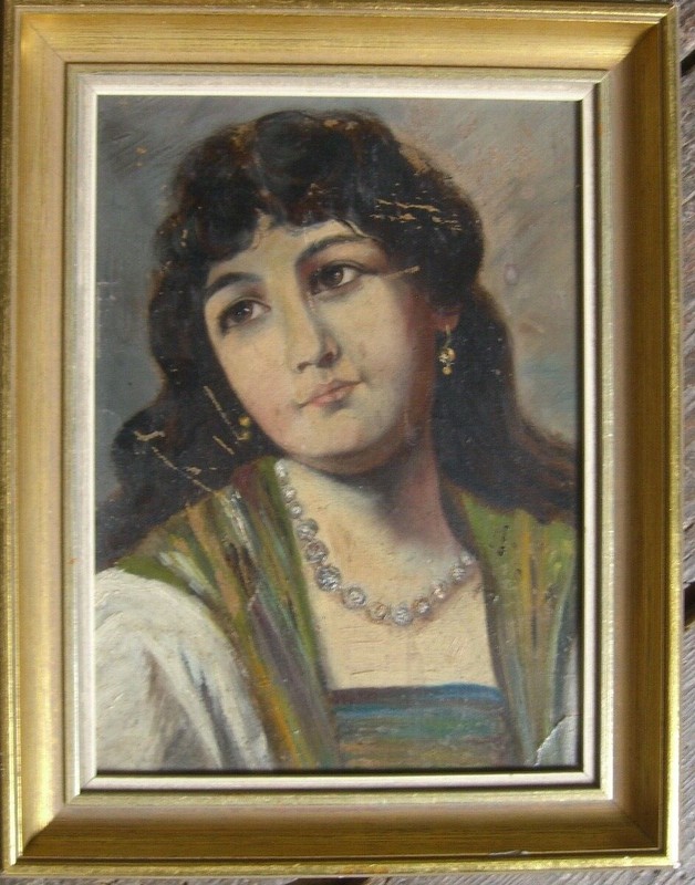 ::PORTRÄT FRAU DAME HISTORISMUS RESTAURATIONSOBJEKT °UM 1880 GRÜNDERZEIT MÄDCHEN