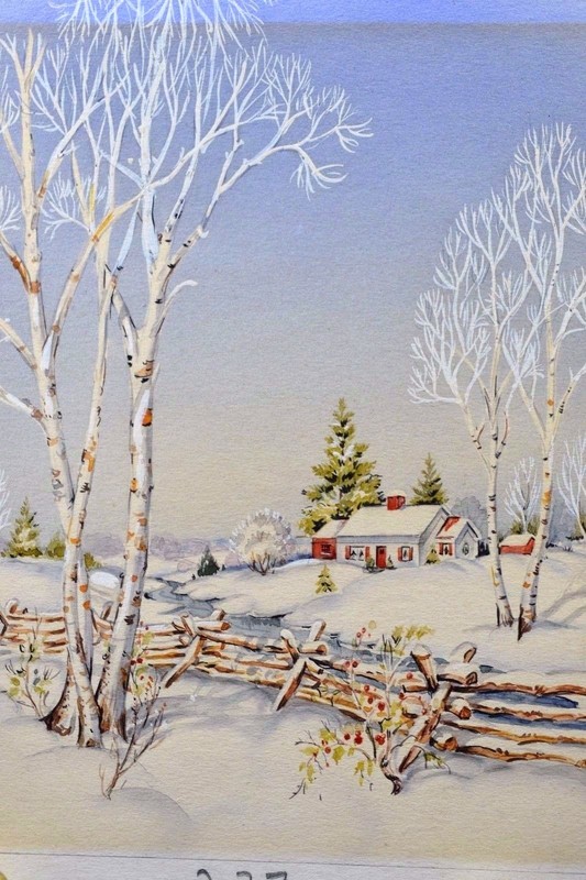 ORIGINAL ILLUSTRATION ART FOR 1940’S CHRISTMAS CARD BY AM. GREETINGS