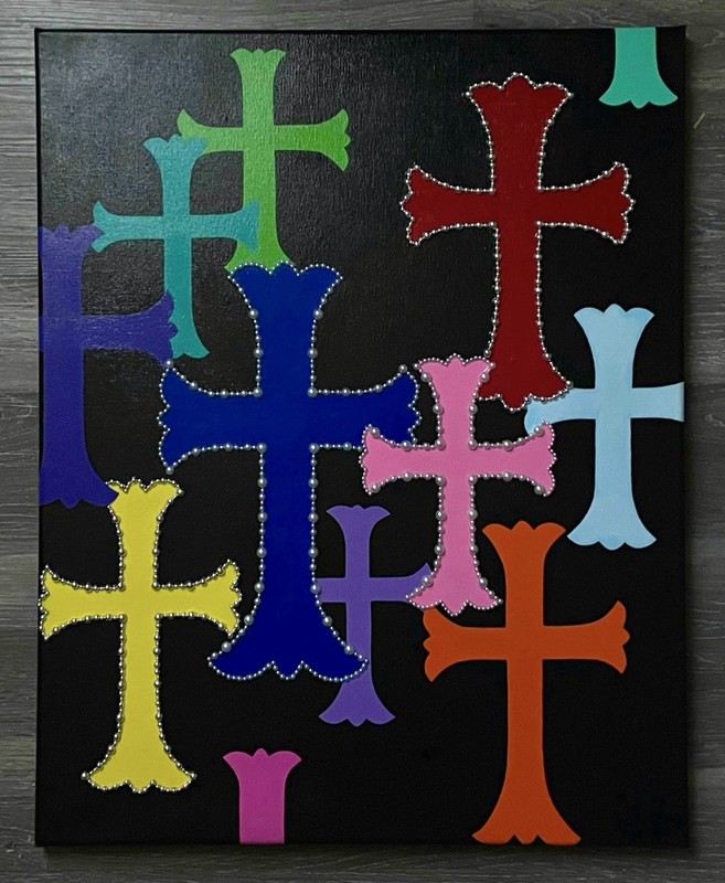 Multi-color Cross Hand Painting gallery