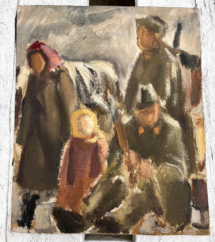 Genuine Oil Painting - Socialist Realism - 1950s New Framed Art Oil 20x24