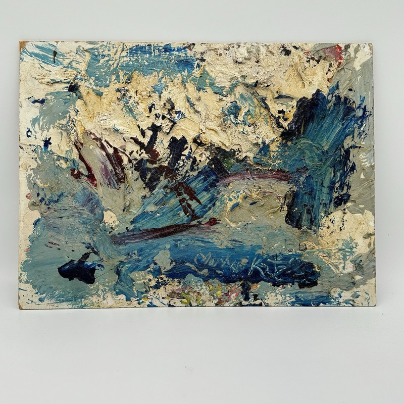 Morris Katz Signed Original Oil Painting Modern Abstract 1993 12×16 Canvas Art