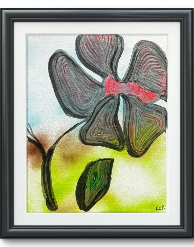 Dizzy Flower Abstract Original Signed Mixed Media Art Painting 11×14 Decor