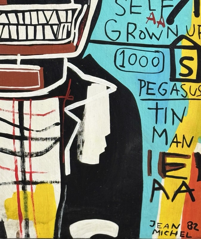 Jean-Michel Basquiat (Handmade) Acrylic On Wood Signed & Stamped Painting Art gallery