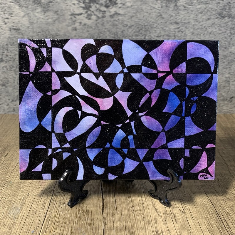 Original 5″ X 7″ Abstract Acrylic Painting On Canvas Panel With Easel