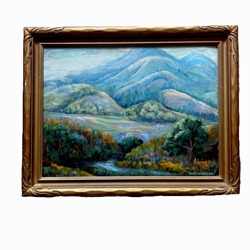 Vintage Landscape Plain Air Painting By F.Miller. Oil On Board, C.1960