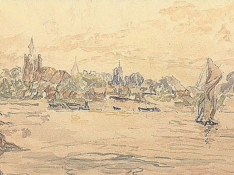 Signed Watercolour English Seashore Scene by Sylvester Stannard RA 1870-1951