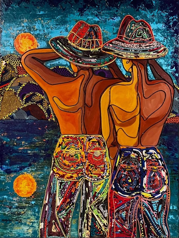 The African Nomadic Herders Abstract Art 100% hand painted Art