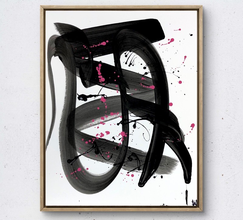 WS original monochromatic painting 14X11 Gallery Paper abstract contemporary art