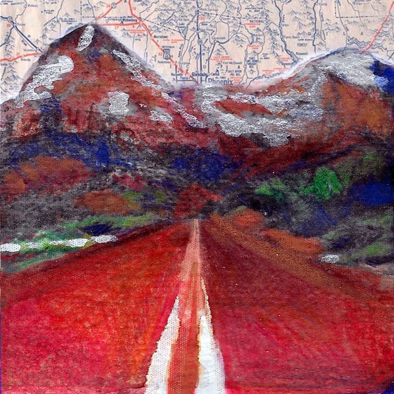 Travel Adventure Mountain Map Collage 4x4 Artwork Landscape Painting Home Decor gallery
