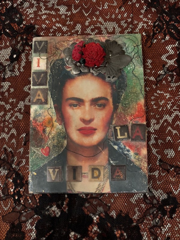 Original Encaustic Art Piece of Frida Kahlo